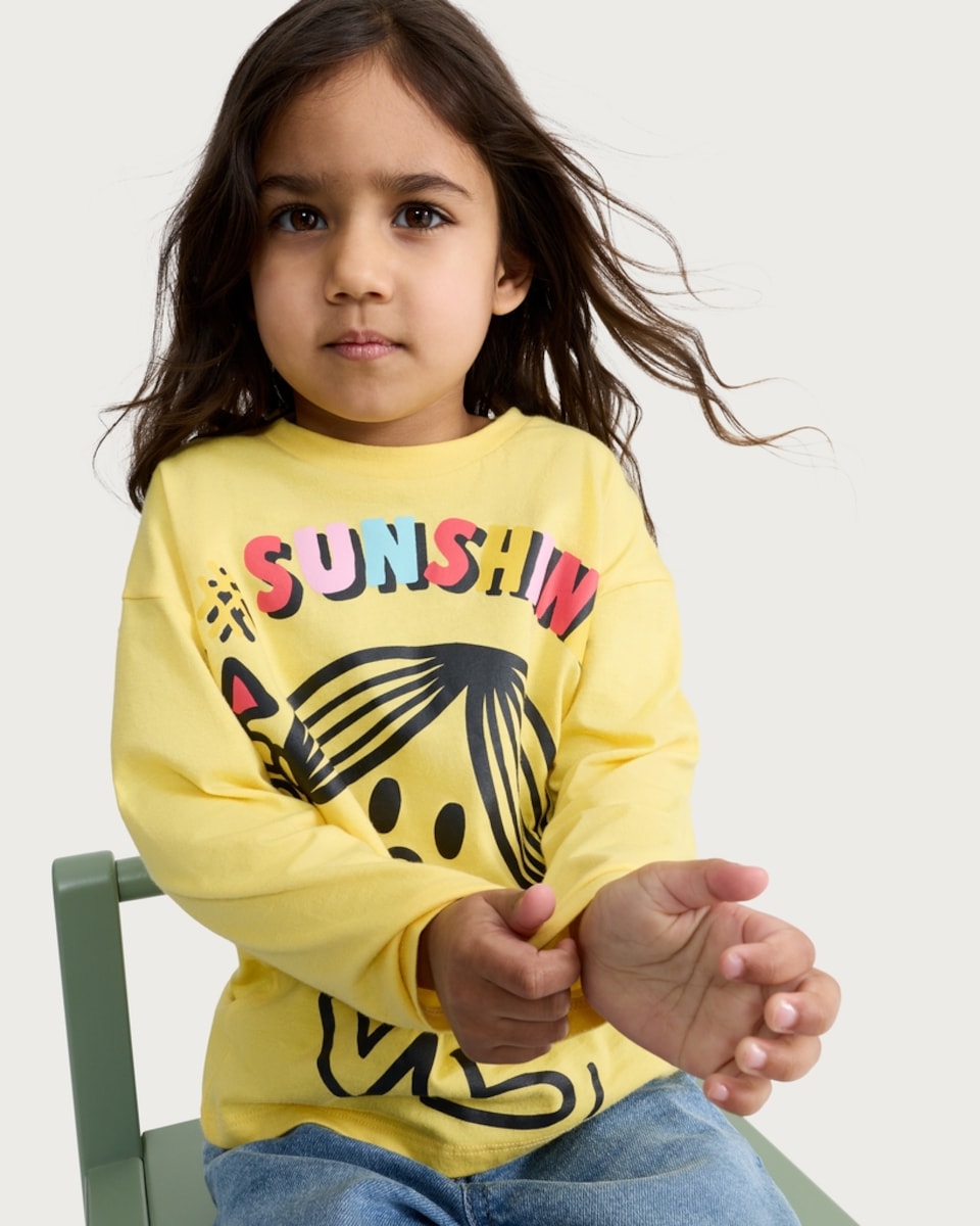image 1 of Little Miss Sunshine Pure Cotton Long Sleeved Top in Amber