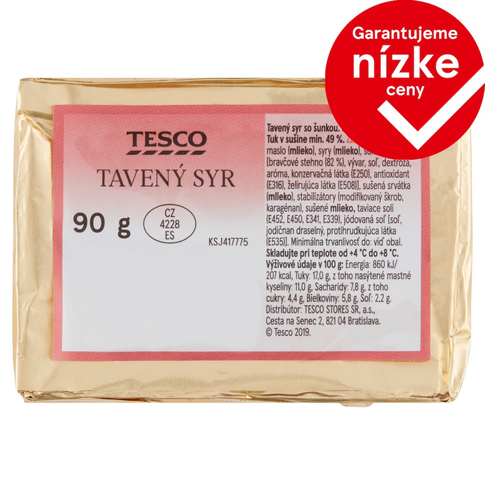 Tesco Tavený syr so šunkou 90 g