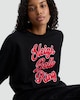 image 2 of F&F Cotton Rich Sleigh Bells Ring Textured Slogan Sweatshirt in Black