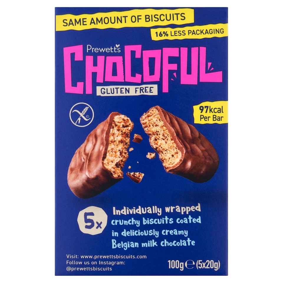 Prewett's Gluten Free Milk Chocolate Chocoful Biscuits 5 Pack 100g