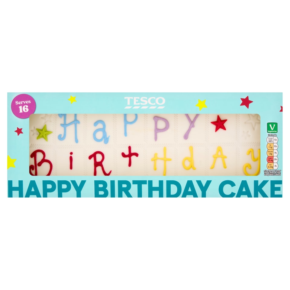 Tesco Happy Birthday Cake - Vanilla with Raspberry Jam