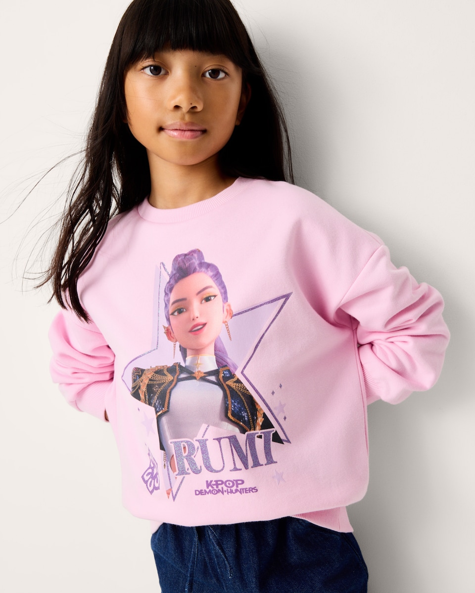image 1 of K-Pop Demon Hunters Cotton Rich Rumi Sweatshirt in Pink