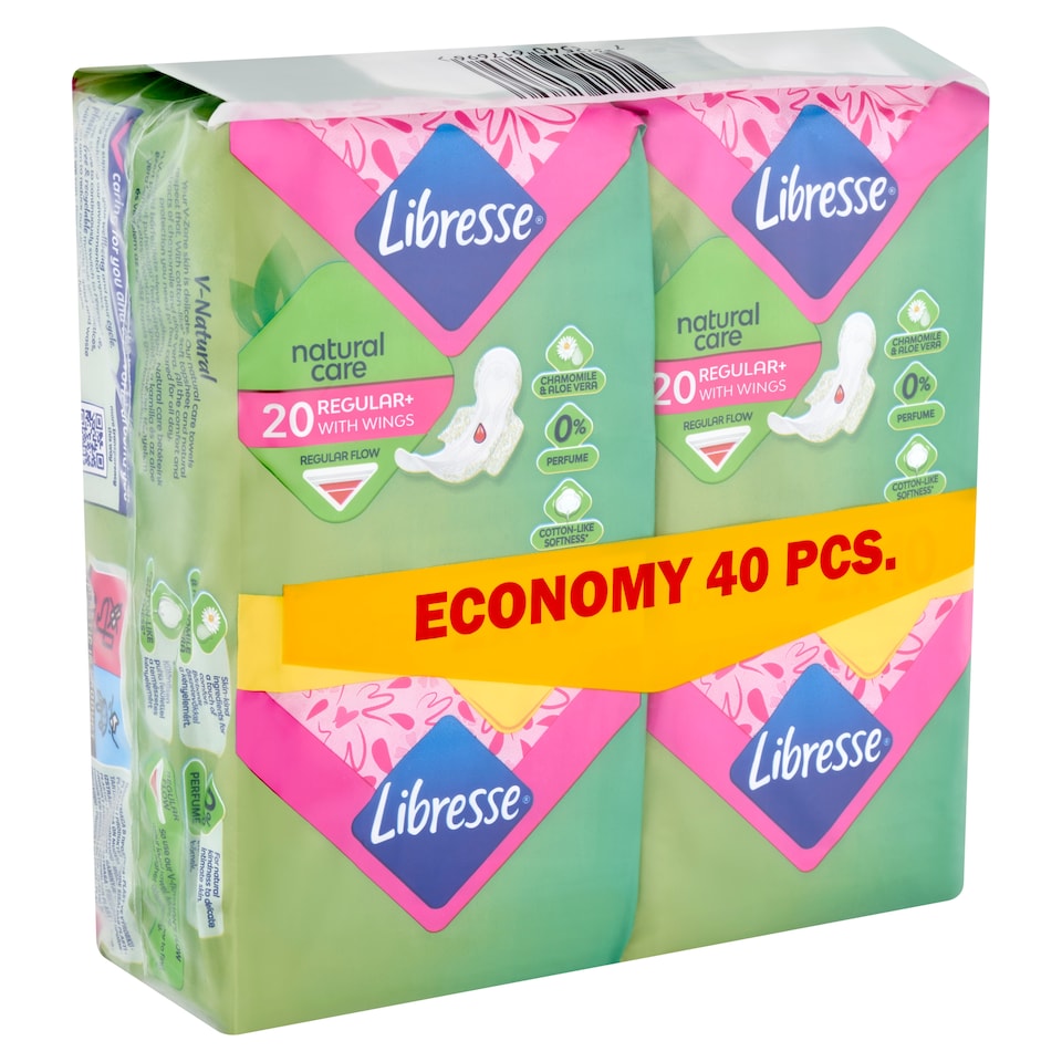 Libresse Regular+ Natural Care szárnyas egészségügyi betét 40 db  1. kép