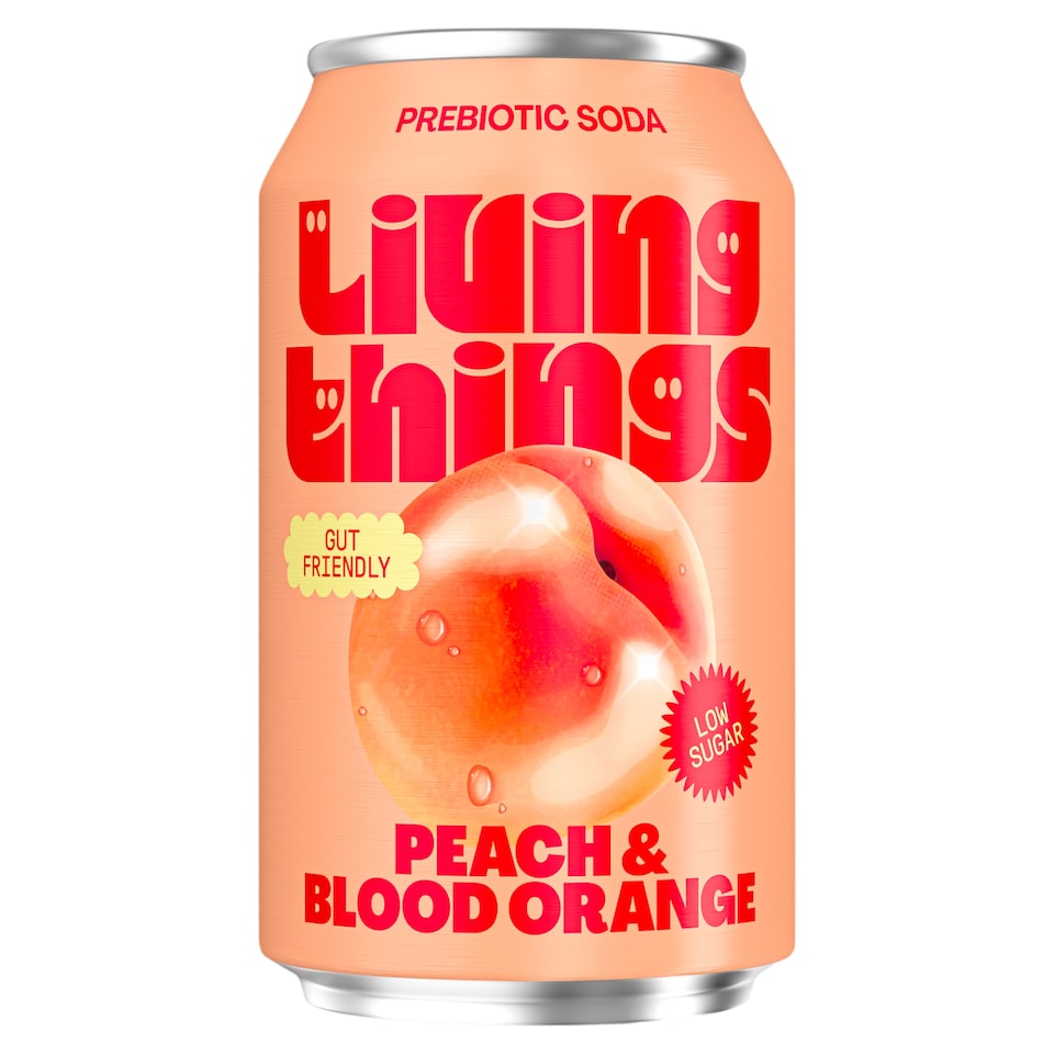 Living Things Peach & Blood Orange Low sugar Biotic Soda 330ml