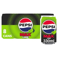 Pepsi Max Lime No Sugar Cola Cans 8x330ml