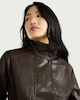 image 2 of F&F Faux Leather Bubble Hem Jacket in Brown