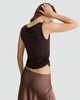 image 3 of F&F Polyamide Cowl Neck Ruched Sleeveless Top in Chocolate