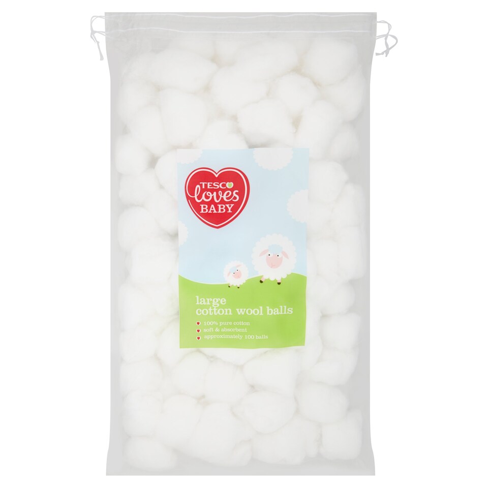 Tesco Loves Baby & Toddler Cotton Wool Balls 100 Pack