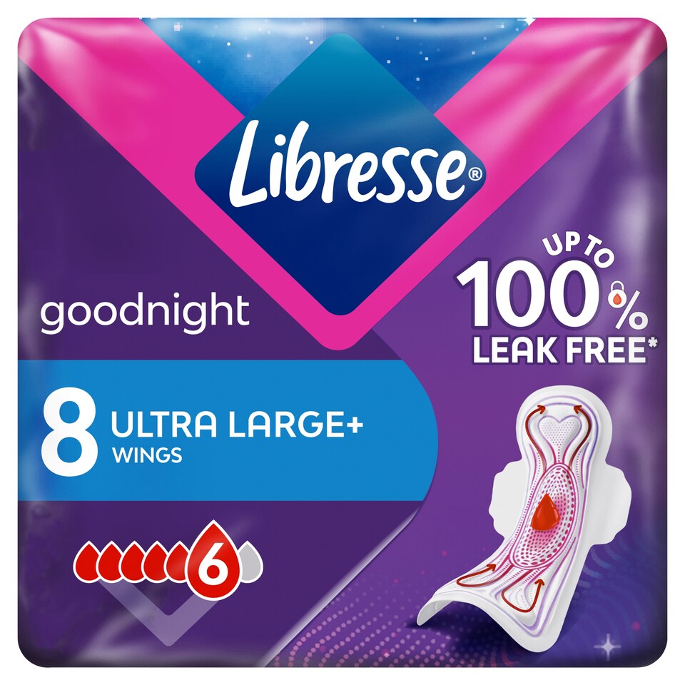 image 1 of Libresse Ultra Large+ Goodnight Sanitary Napkin for Night Use 8 pcs