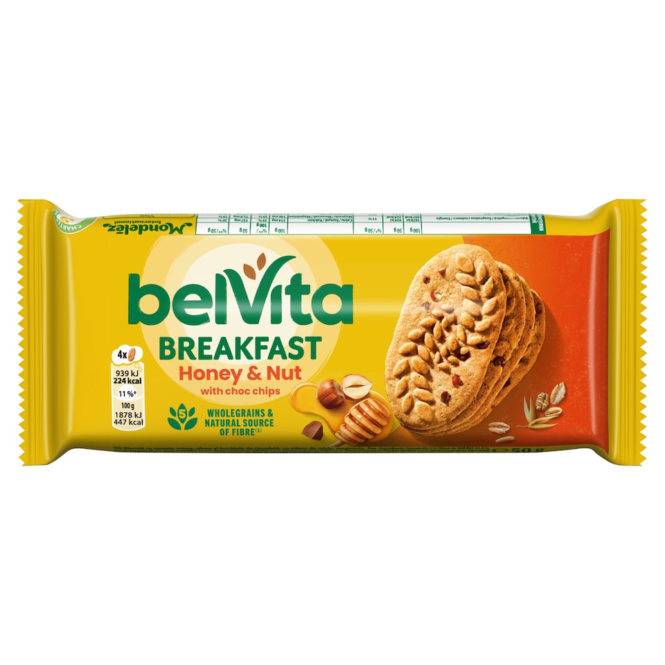 Belvita mogyorós és mézes, gabonás keksz csokoládédarabokkal 50 g