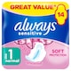 image 1 of Always Sensitive Normal Size 1 Sanitary Towels With Wings 14 Pack