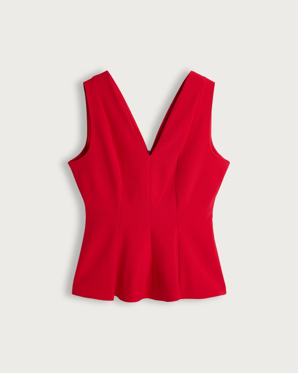 F&F V Neck Peplum Hem Top in Red