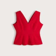 F&F V Neck Peplum Hem Top in Red