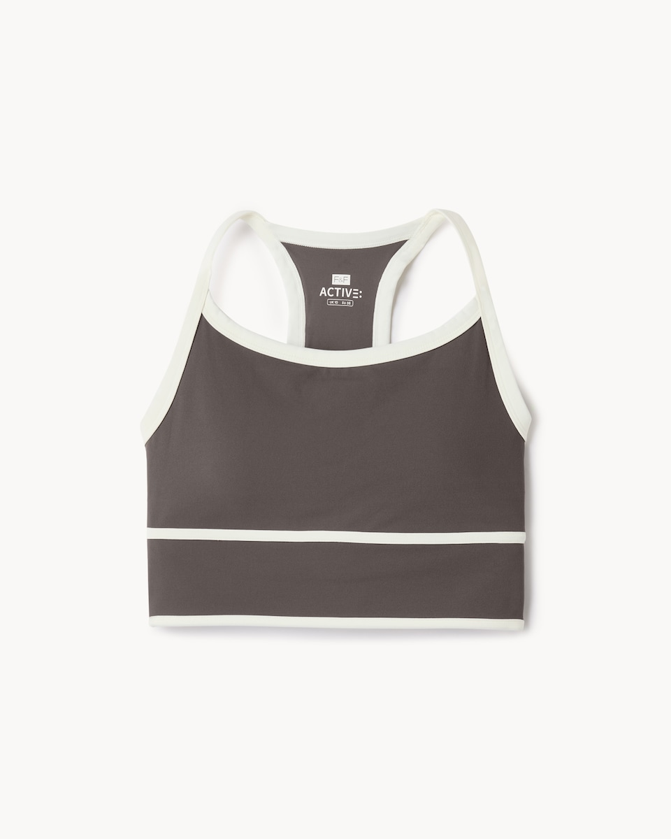 F&F Active ULTRSTRETCH Contrast Cropped Vest in Grey