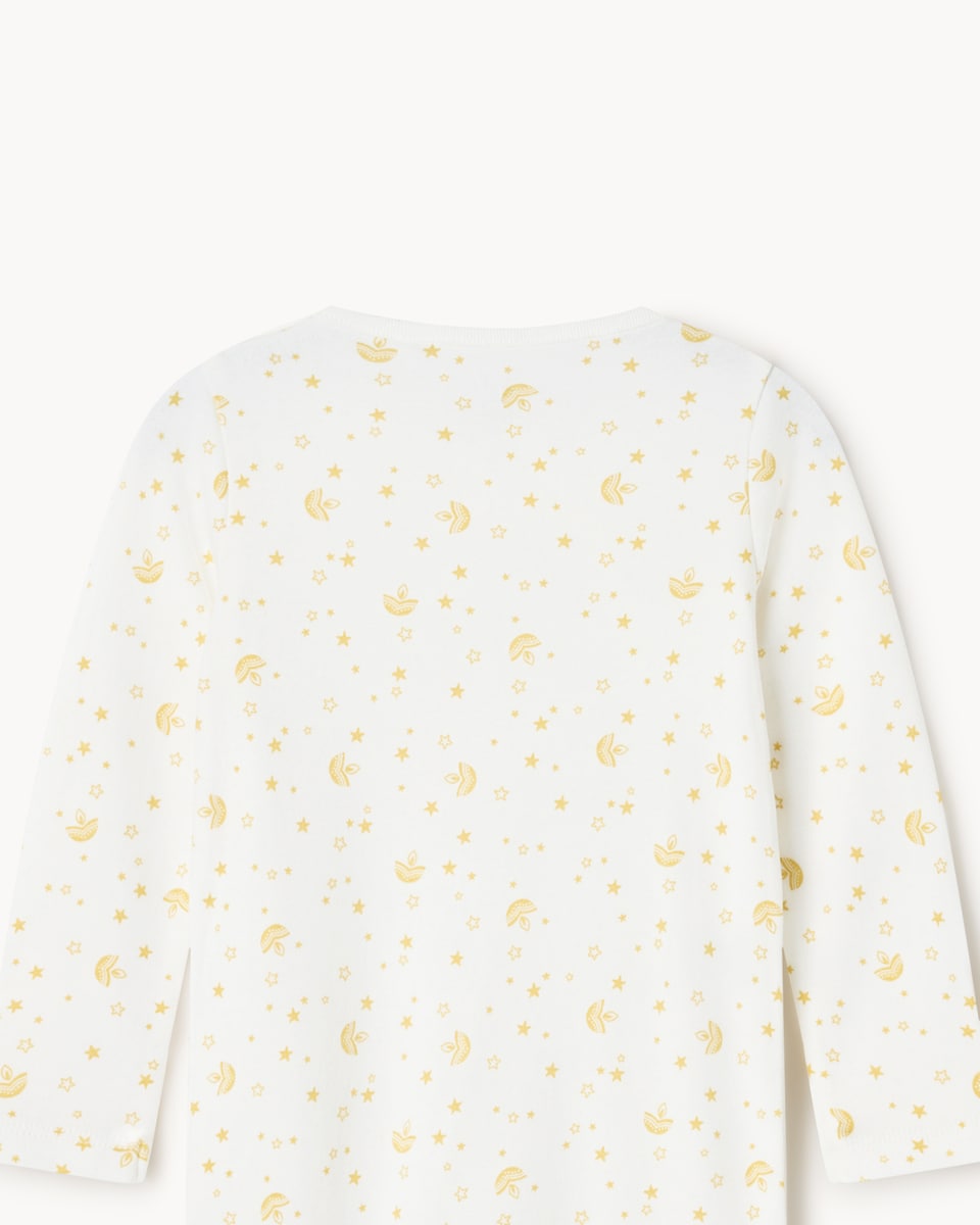 image 1 of F&F Baby Pure Cotton Printed Diwali Sleepsuit in White