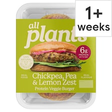 all plants Chickpea, Pea & Lemon zest Protein Veggie Burger 180g