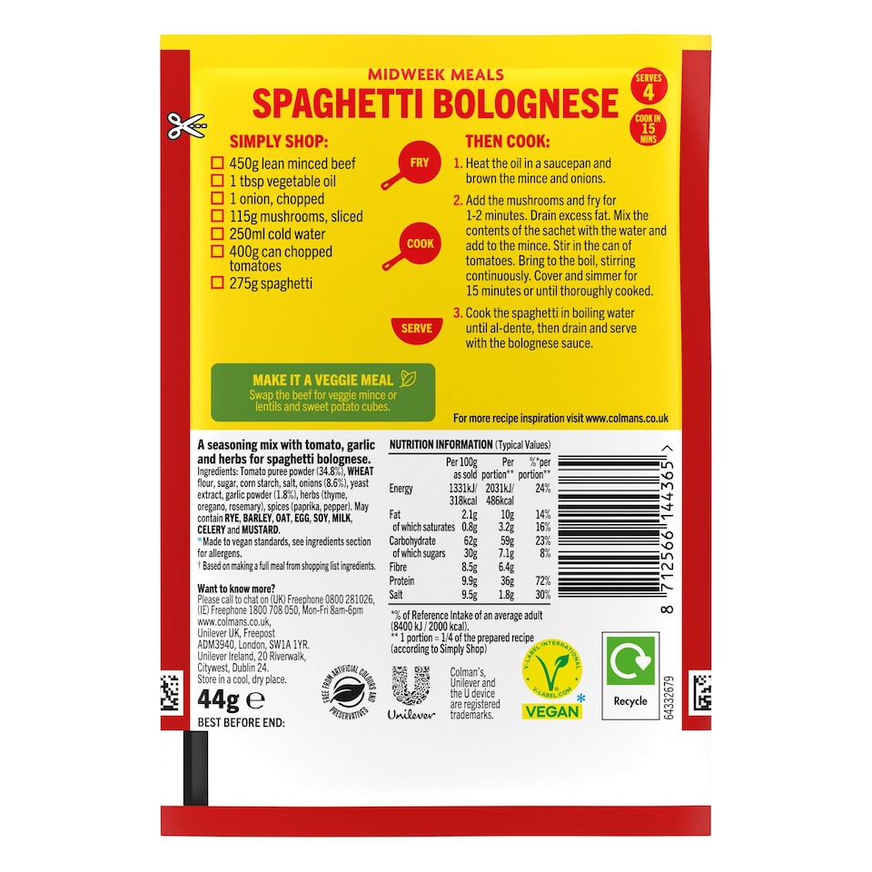 image 1 of Colman's Spaghetti Bolognese Recipe Mix 44G