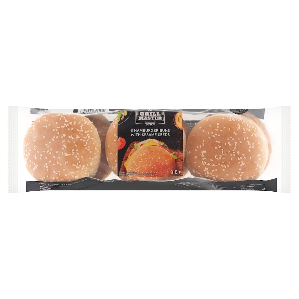 Tesco Grill Master Hamburgerové bulky se sezamovými semeny 6 x 53g (318g)