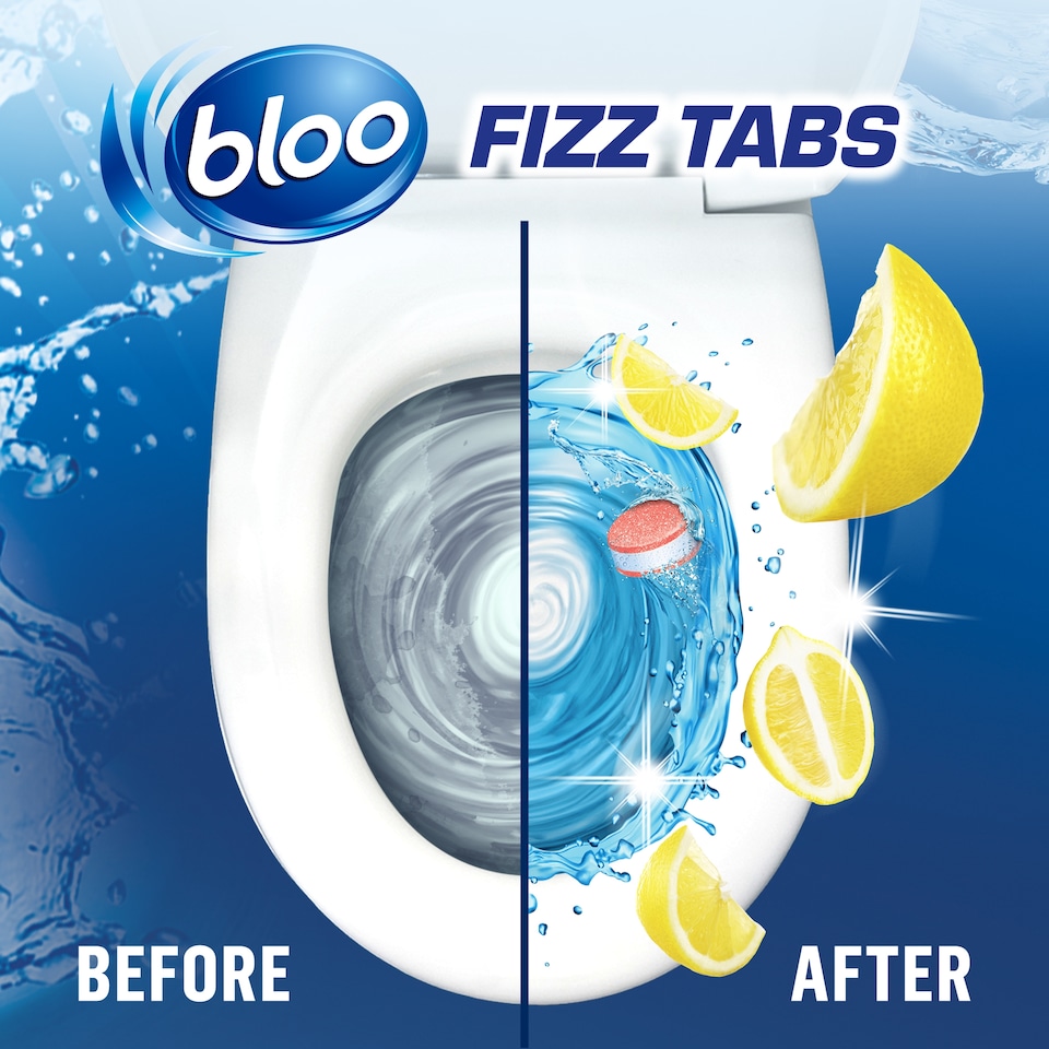 image 1 of Bloo Power Fizz Tabs 3 In 1 Toilet System Clean Lemon 8 x 22.5g