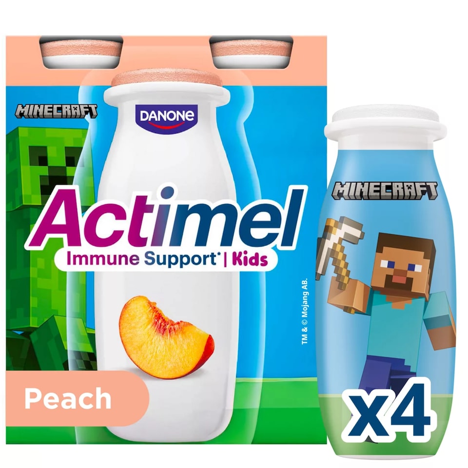 Actimel Kids Peach Immunity Yoghurt Drink Multipack 4x100g