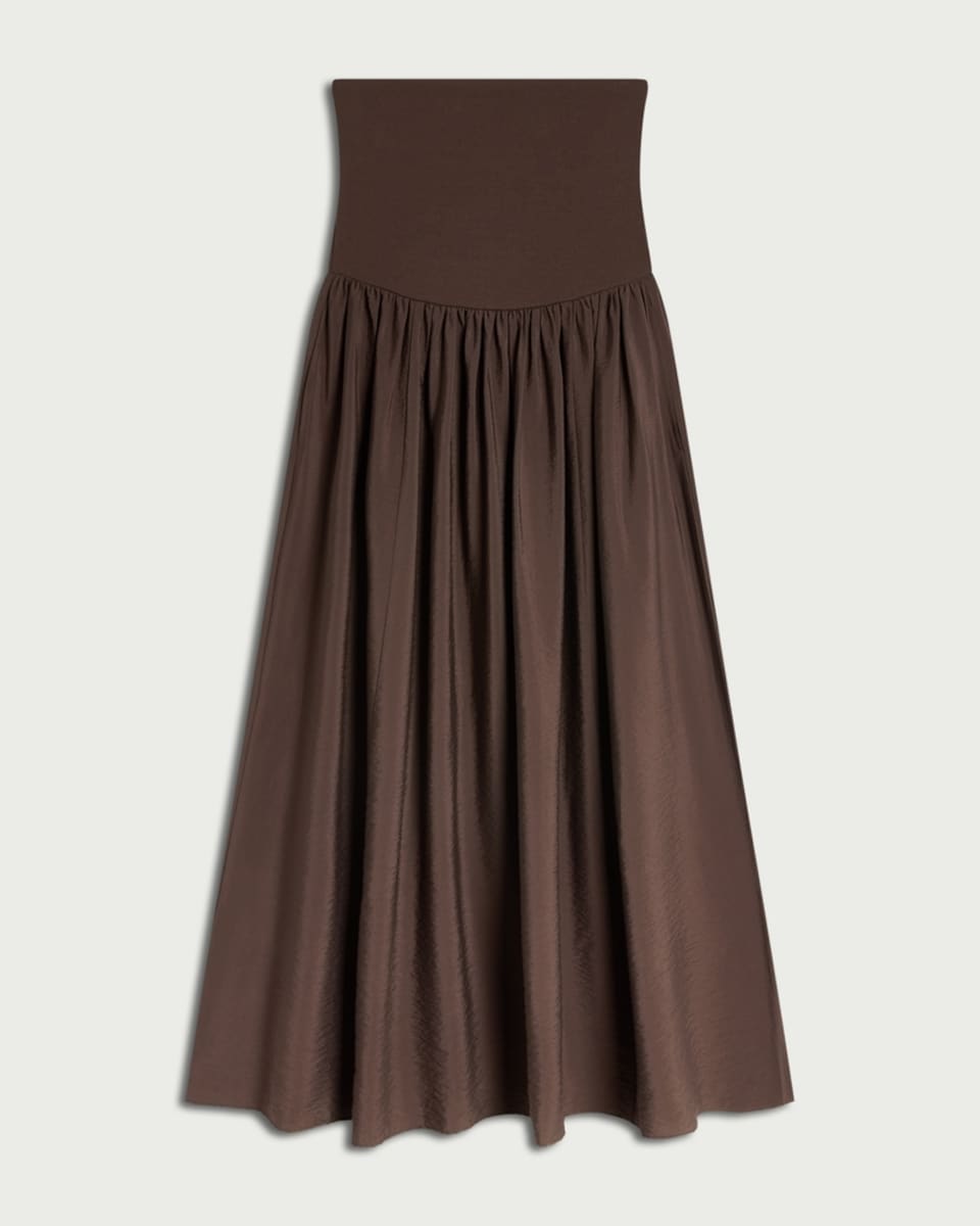 image 1 of F&F Pleated Bandeau Midi Dress in Chocolate