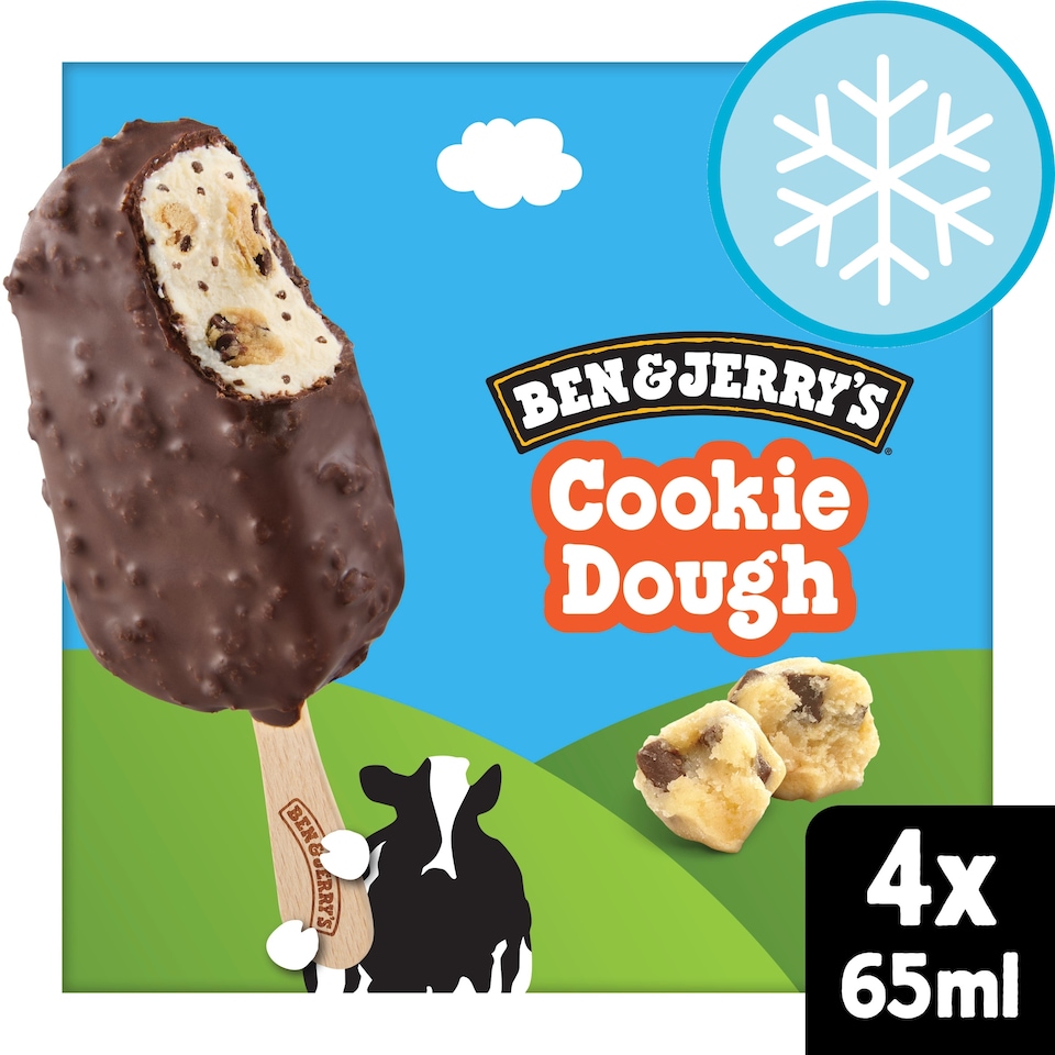 image 1 of Ben & Jerry's Cookie Dough Ice Cream Sticks 4x65ml