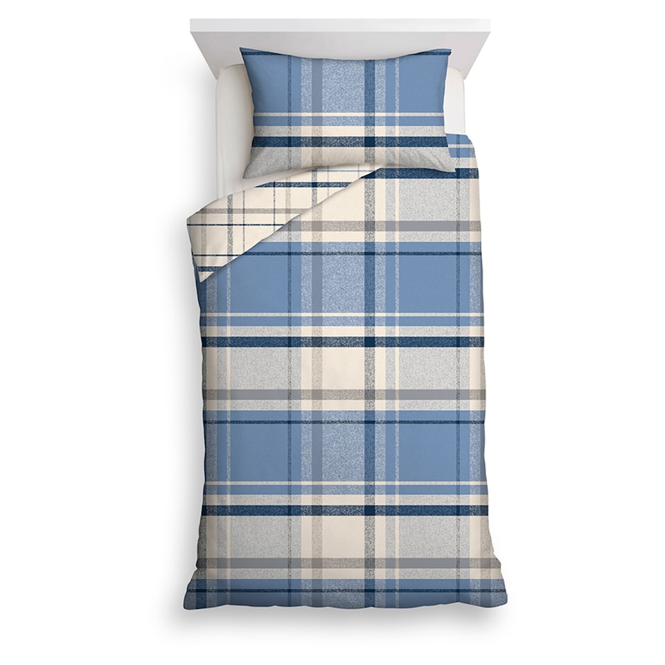 F&F Home Blue Check Brushed Duvet Set Single