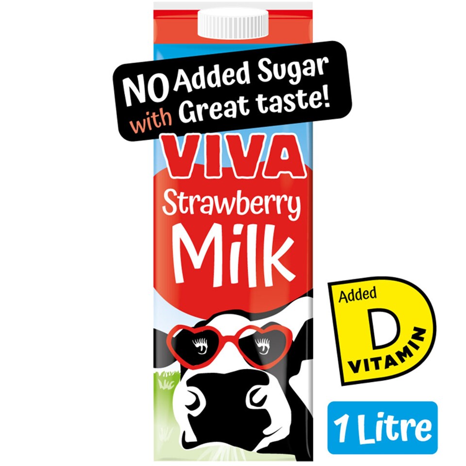 Viva No Added Sugar Strawberry Flavour Milk Drink 1L