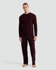 image 1 of F&F Long Sleeved Fleece Check Print Pyjamas in Burgundy