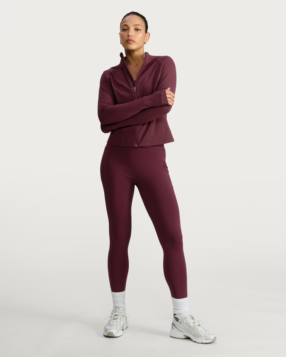 image 1 of F&F Active Soft Touch Zip Through Jacket in Berry