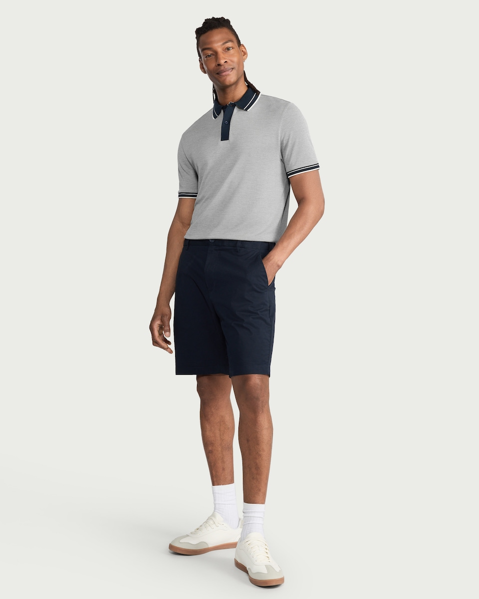 image 1 of F&F Modal Rich Textured Polo Shirt in Navy
