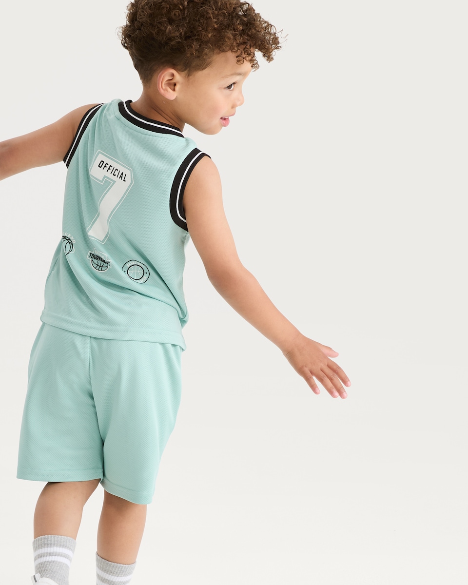 image 1 of F&F Boys Legend Basketball Vest and Shorts Set in Aqua