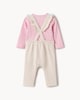 image 2 of F&F Baby 2-Piece Embroidered Floral Dungarees and Bodysuit Set in Neutral