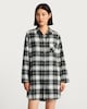 image 1 of F&F Pure Cotton Check Print Longline Pyjama Shirt in Multi Black