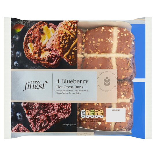 Tesco Finest 4 Blueberry Hot Cross Buns Tesco Groceries