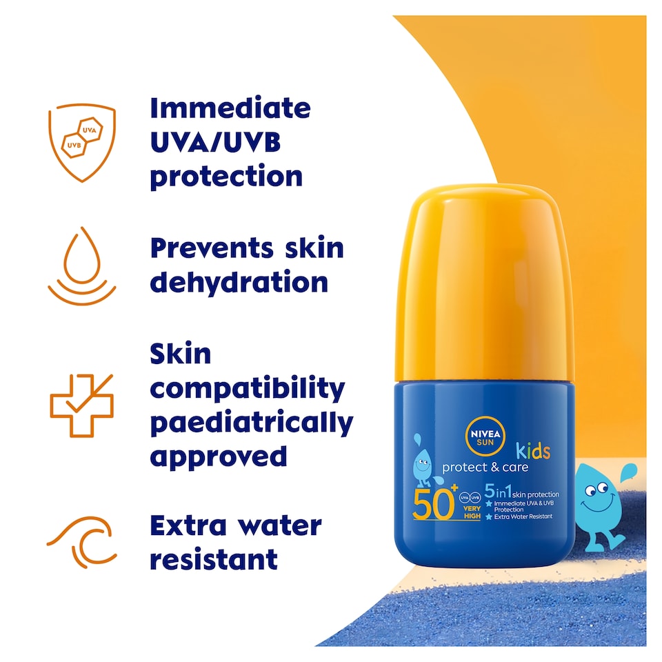 image 1 of NIVEA SUN Kids Protect & Care Sun Cream Roll-On SPF50+ 50ml