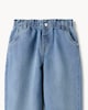 image 3 of F&F Girls Pure Cotton Heart Pocket Barrel Leg Jeans in Blue