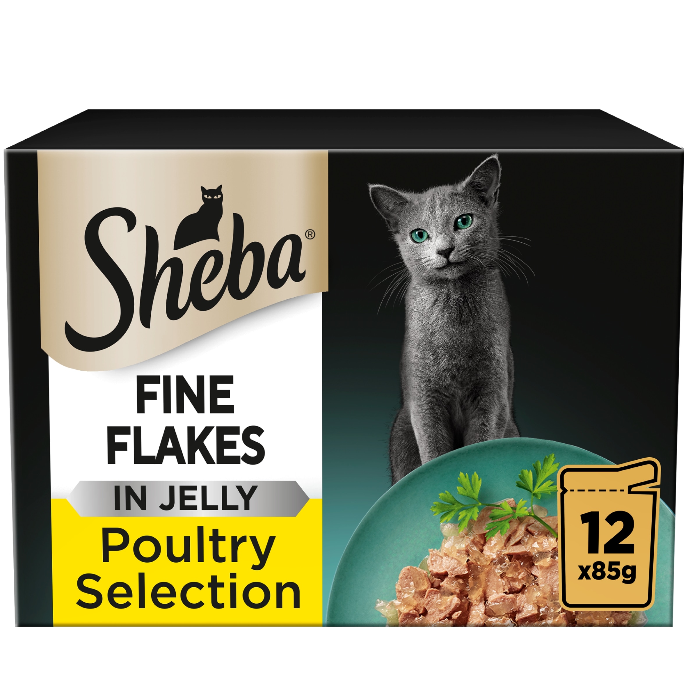Sheba Fine Flakes Wet Cat Food Pouches Poultry in Jelly 12x85g