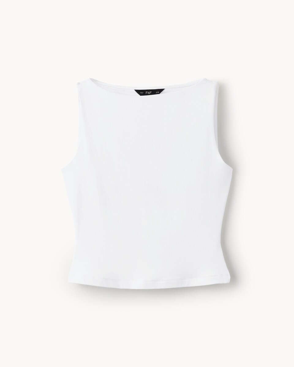 F&F Polyamide Slash Neck Vest in White