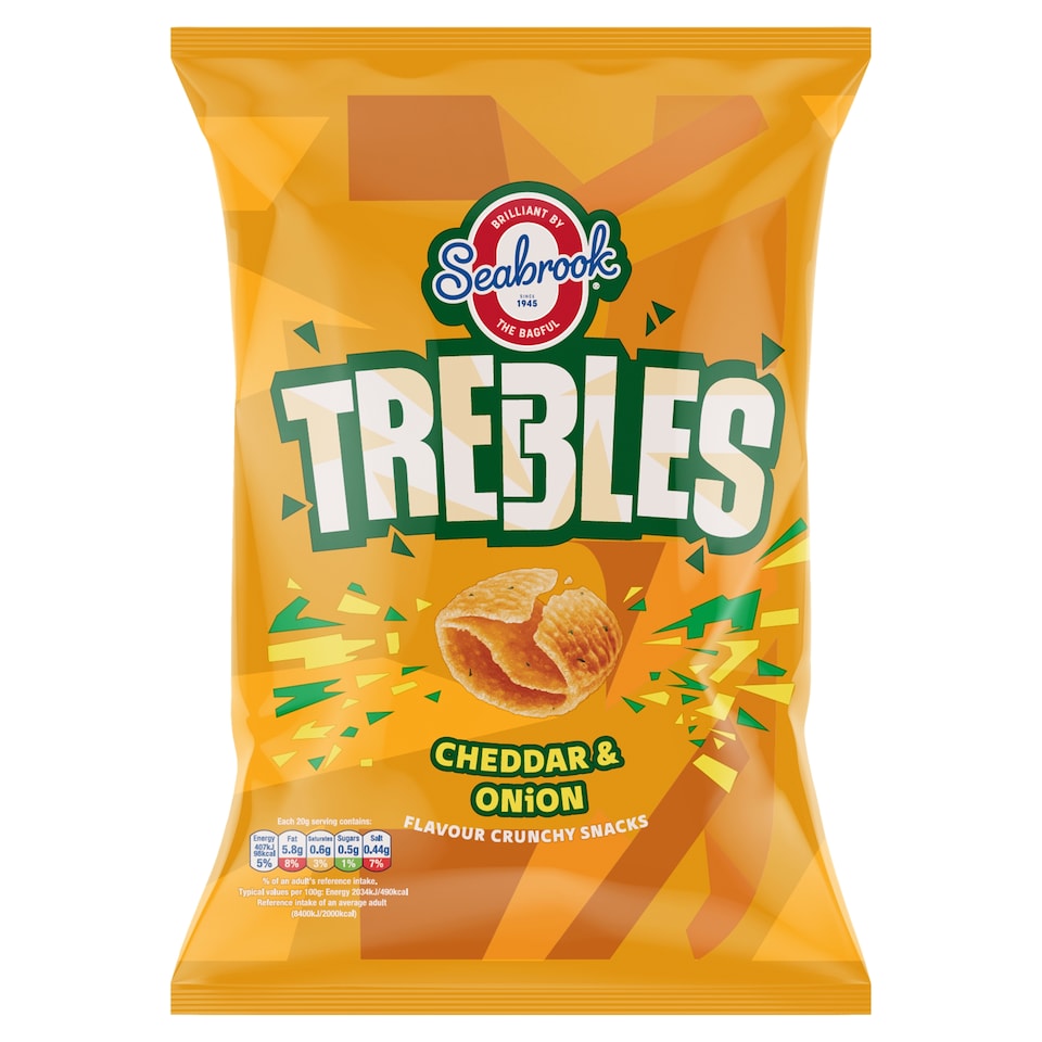Seabrook Trebles Cheddar & Onion Flavour 120g