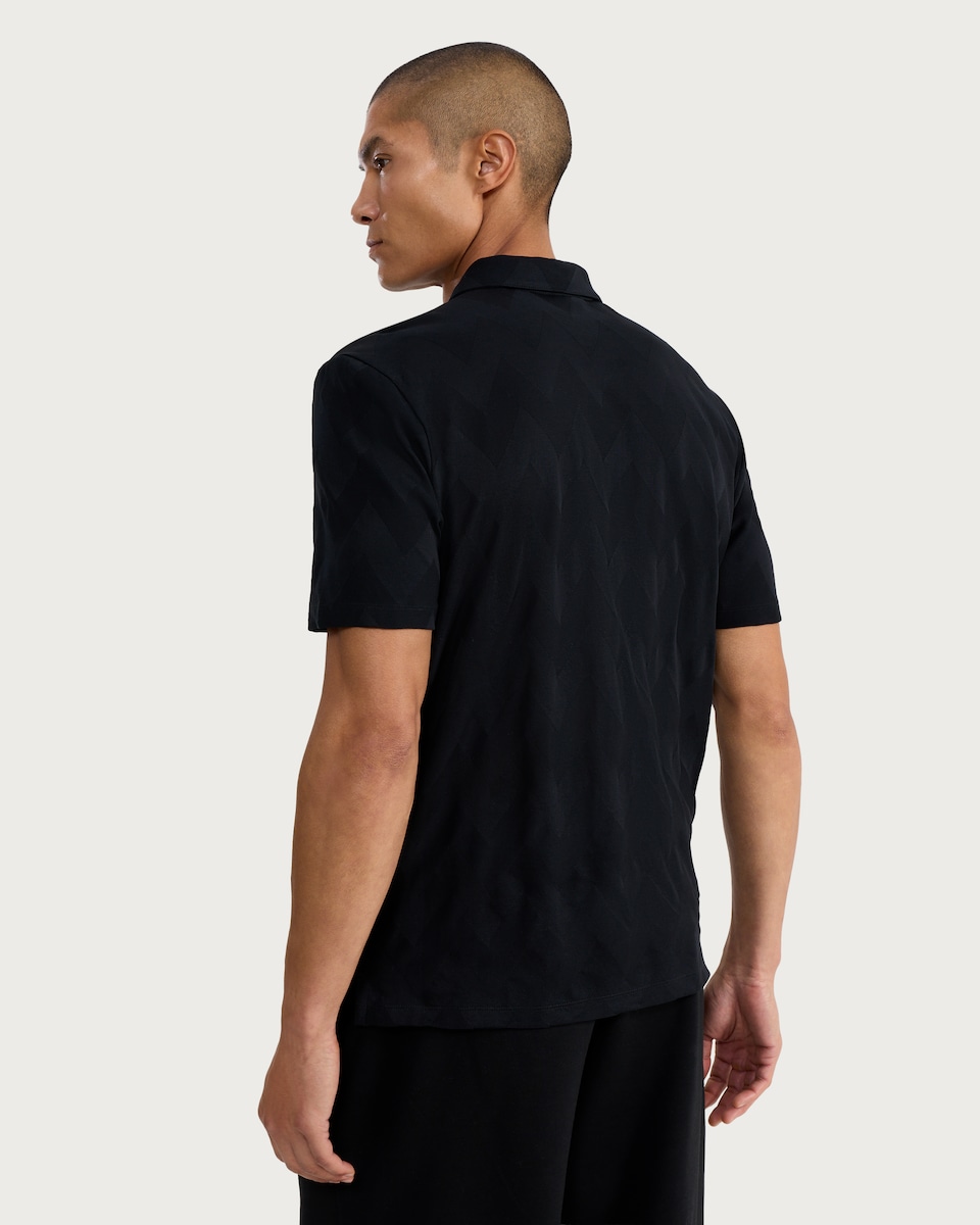 image 1 of F&F Pure Cotton Textured Polo Shirt in Black