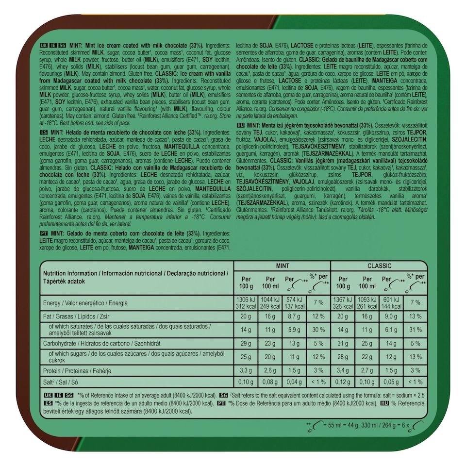 image 1 of Magnum Mini Classic & Mint Ice Cream 6X 55Ml