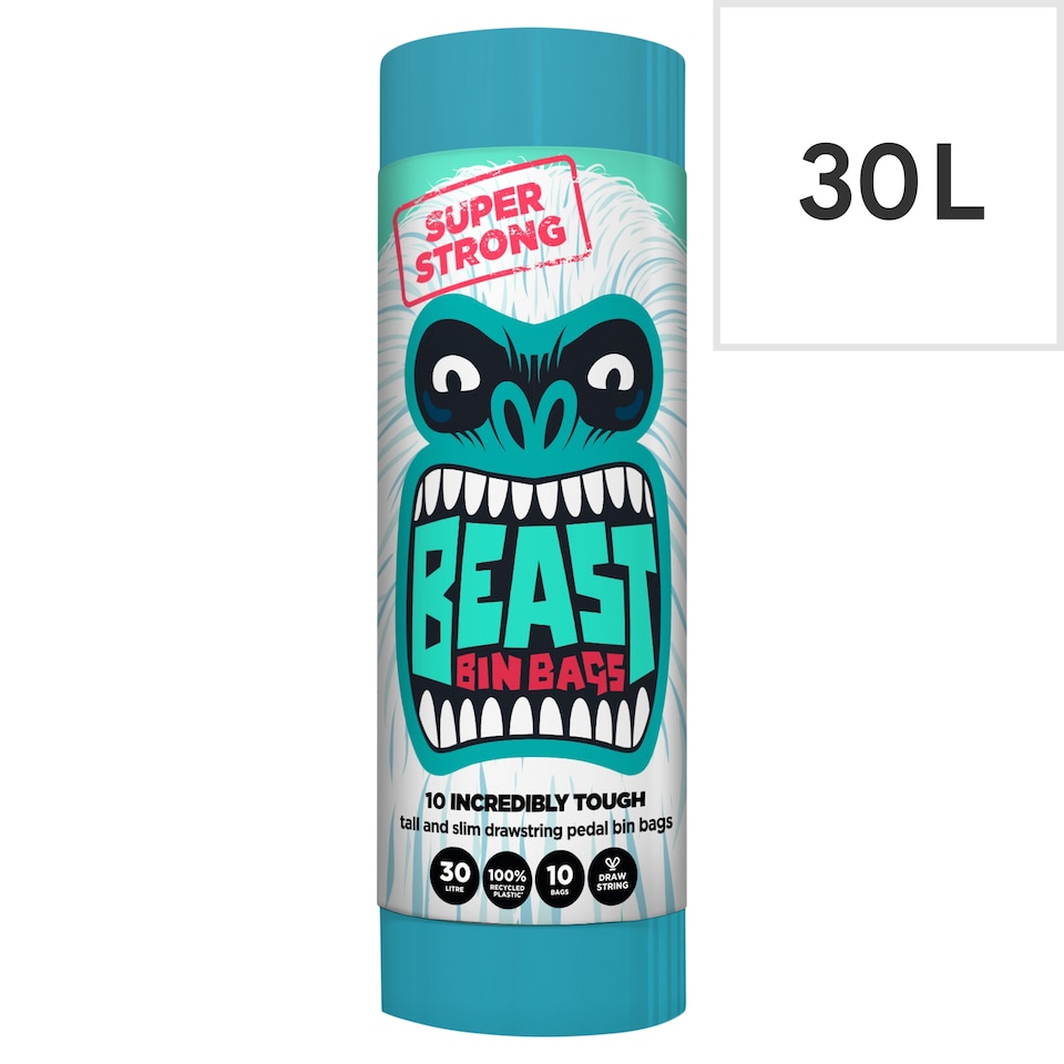 image 1 of Beast Super Strong 30L Tall & Slim Bin Bags 10 Pack