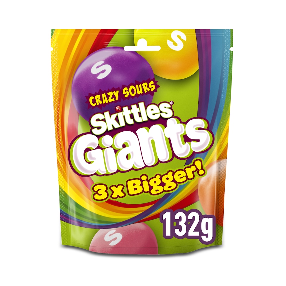 Skittles Giant Crazy Sour Vegan Sweets 132G