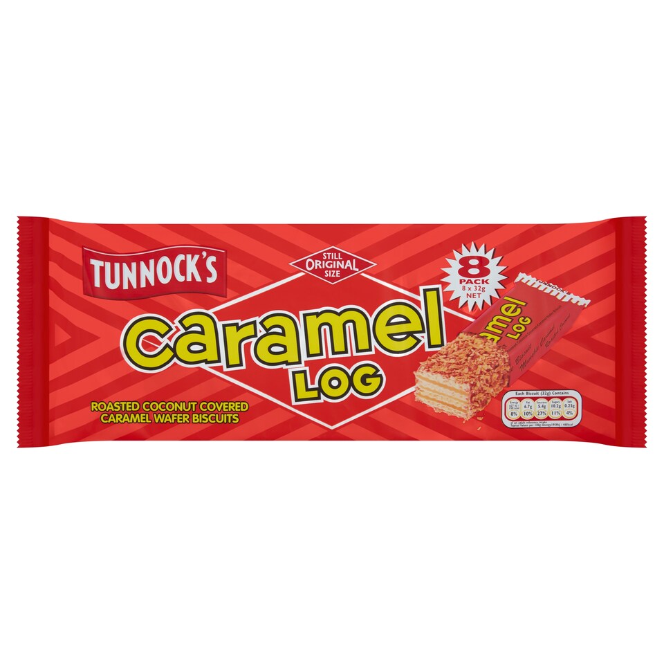 image 1 of Tunnocks Caramel Log Wafer Biscuits Multipack, 8 Pack 263g