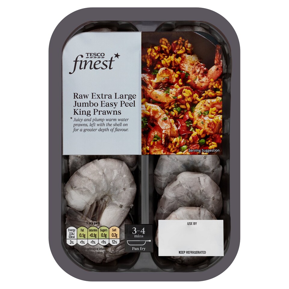 Tesco Finest Raw Easy Peel Jumbo Prawns 140G Tesco Groceries