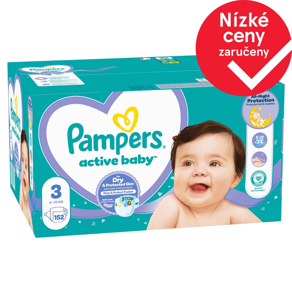 image 1 of Pampers Active Baby Size 3, 152 Nappies, 6kg-10kg