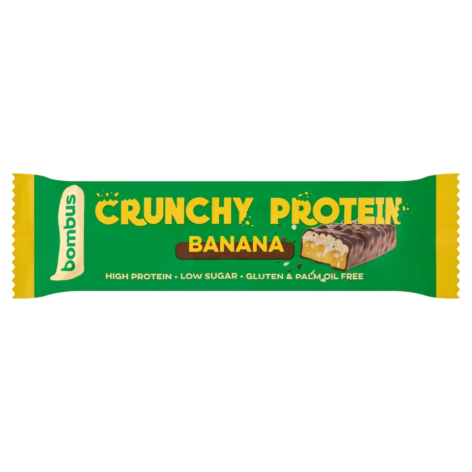 Bombus Crunchy Protein proteinszelet tejcsokoládéval, ropogóssal, banán ízzel és édesítőszerrel 50 g  1. kép
