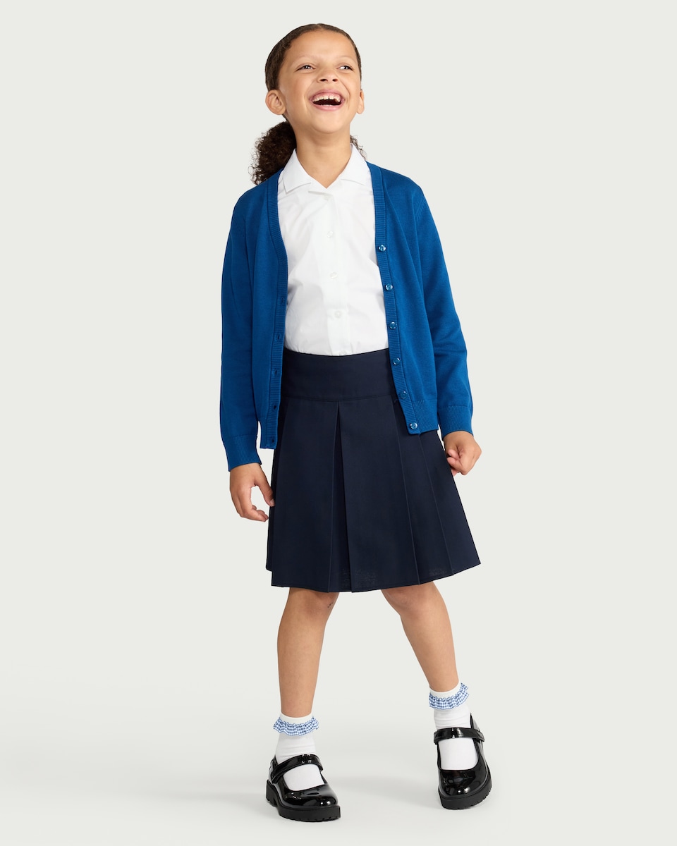 image 1 of F&F School Girls 2-Pack Pleated Kilt Skirts in Navy