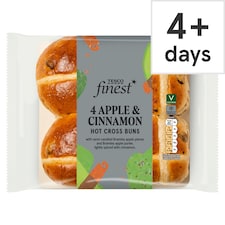 Tesco Finest Apple & Cinnamon Hot Cross Buns 4 Pack